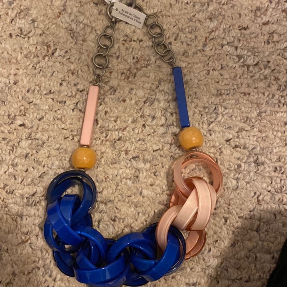 ZENZII Vibrant Blue and Pink Statement Necklace